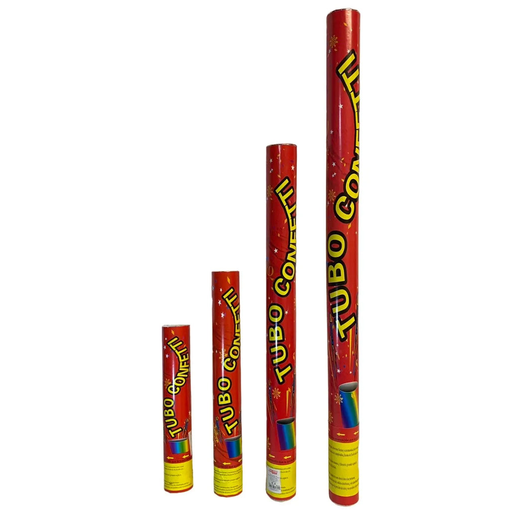 Maxia Market Cañón de confeti Tubo Confetti para fiesta celebraciones multicolor metal metalico 27 - 77 cm