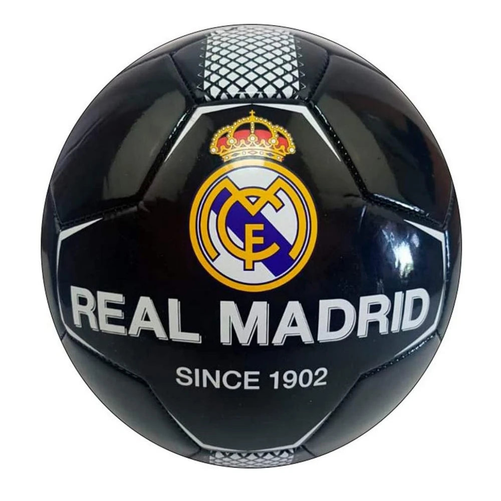 Real Madrid New Import Balón de Fútbol 64249 Negro Unisex - Diámetro 21cm - Detalles Estampados - Producto Oficial y Original