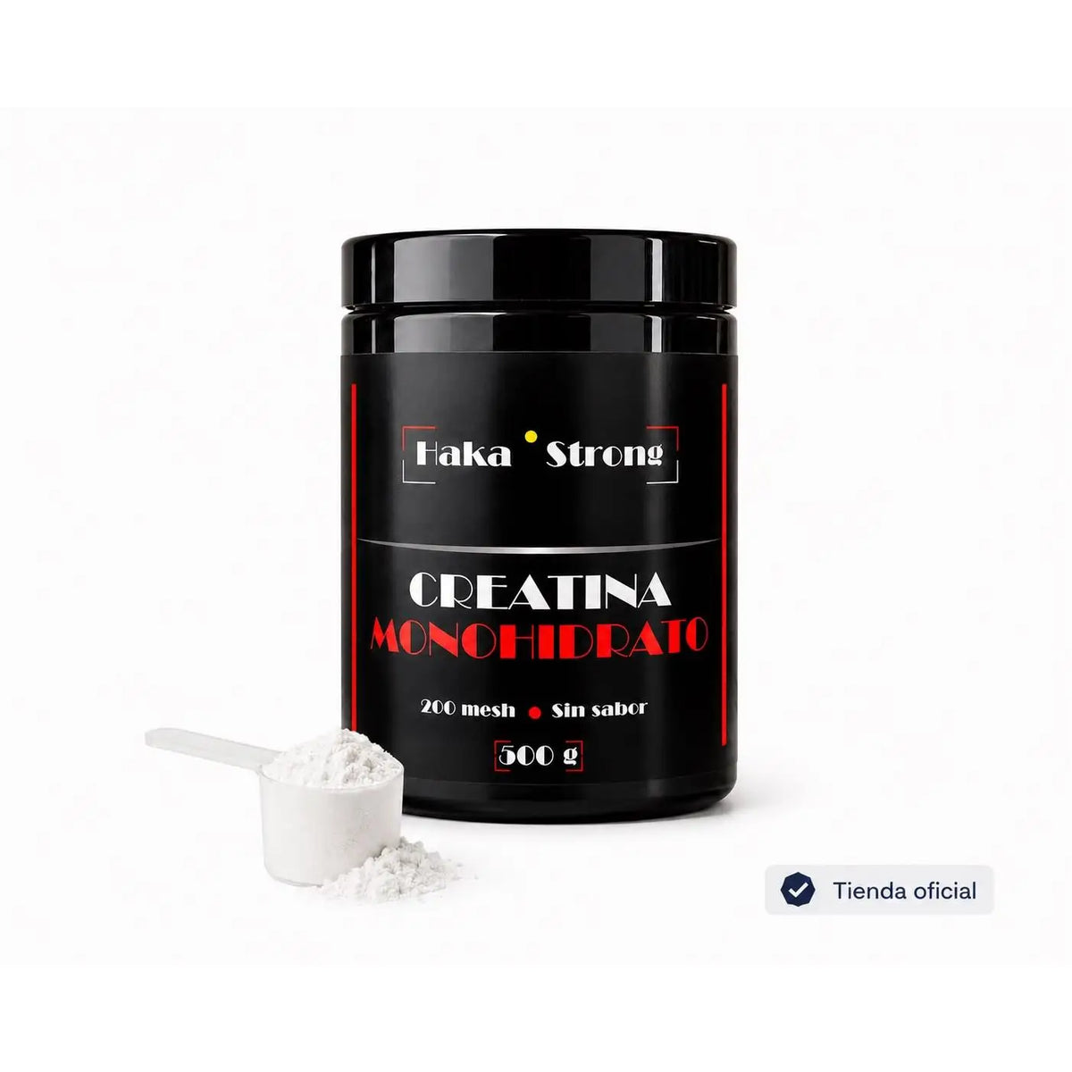 Creatina Monohidrato Haka Strong 500 g - 200 Mesh - 166 servicios (5-6 Meses) - Incluye Dosificador - Fácil Disolución - Apta para Veganos. PROMOCIÓN DE LANZAMIENTO. UNIDADES LIMITADAS.