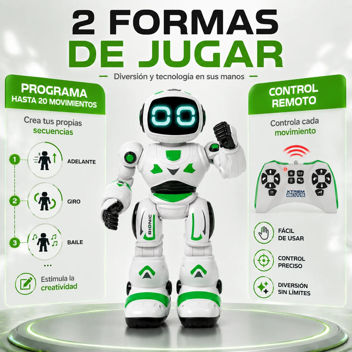 Xtrem bots - bionic |   Robot toy |   Toys for children 5 years or older |   Remote control and programmable robot |   Toys for children 5 6 7 8 years |   Robotics