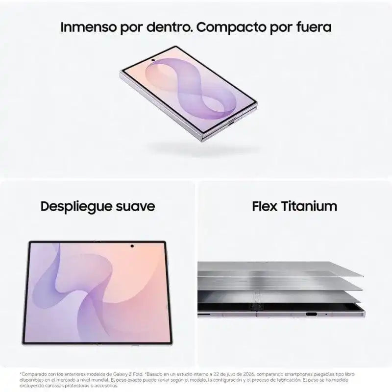 Samsung Galaxy Z Fold8 5G con pantalla Dynamic AMOLED 2X de 7,6 pulgadas, 12 GB de RAM, 256 GB de almacenamiento, grafito: smartphone plegable ultraligero con procesador Snapdragon 8 Elite Gen 5, batería de 4800 mAh y carga rápida.