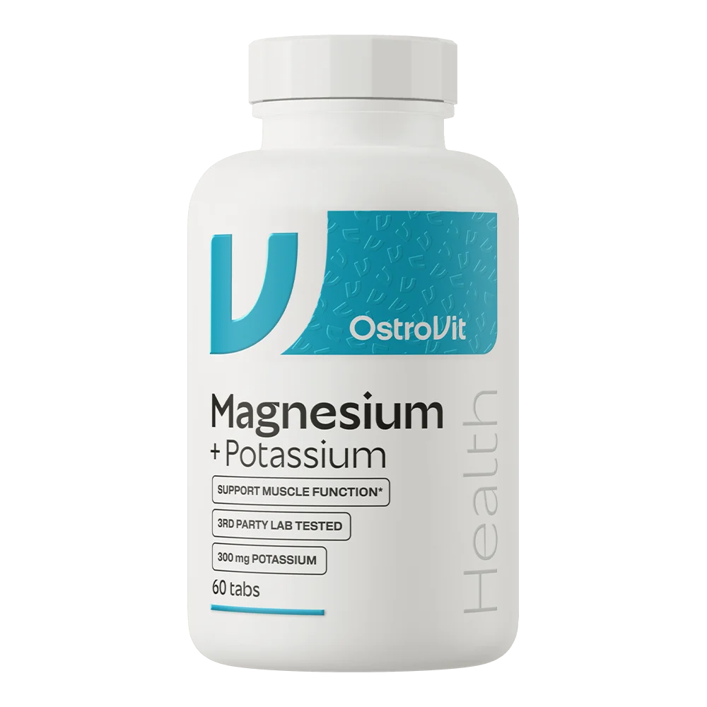 OstroVit - Complemento alimenticio Magnesio + Potasio 60 comprimidos con vitamina B6 para apoyo diario del sistema nervioso y muscular