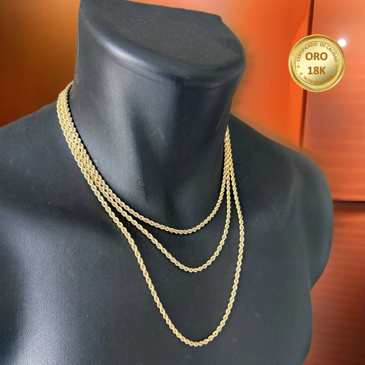 Mrc Collar Cordón Salomónico 3.50 mm 45 cm Oro 18 Kilates, con certificado de calidad