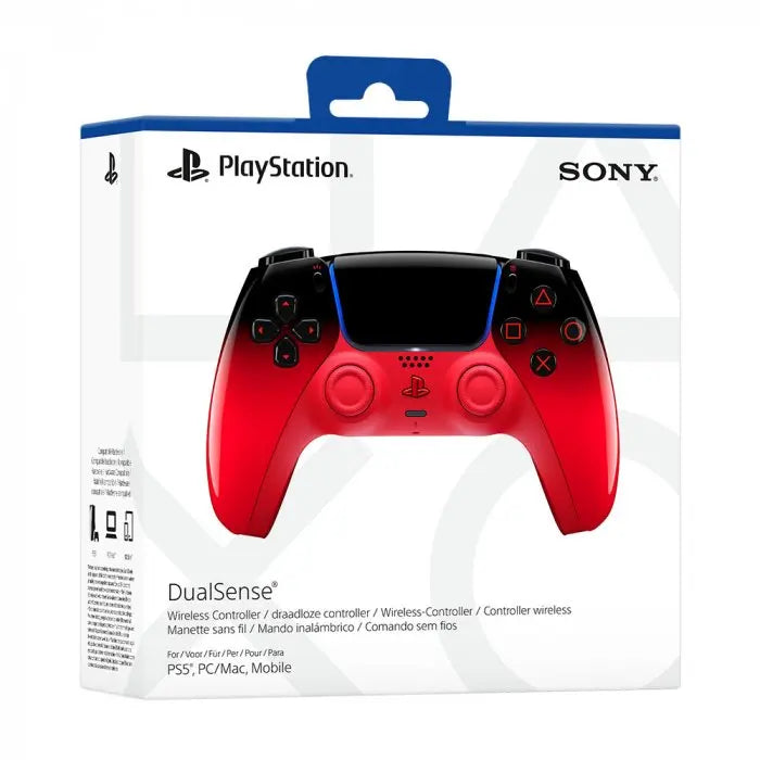 DualSense TECHNO RED - HYPERPOP Collection - PlayStation wireless controller with Bluetooth and USB-C, features adaptive triggers and haptic feedback for PS5, PC, Mac, and mobile gaming, designed for vibrant playstyle.