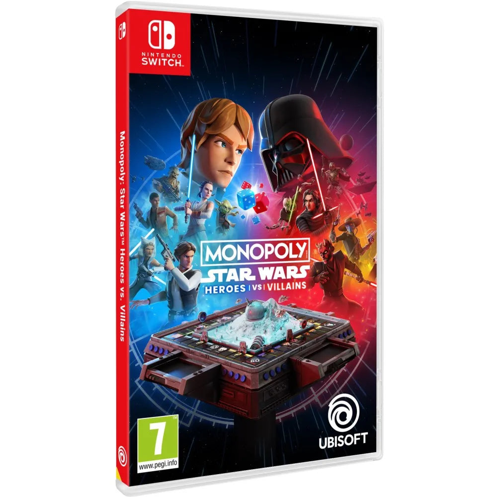 MONOPOLY STAR WARS HEROES Vs VILLAINS for Nintendo Switch, Spanish version board game featuring dynamic gameplay, online multiplayer, and team strategies for ages 5-7, perfect for fans of switch games.