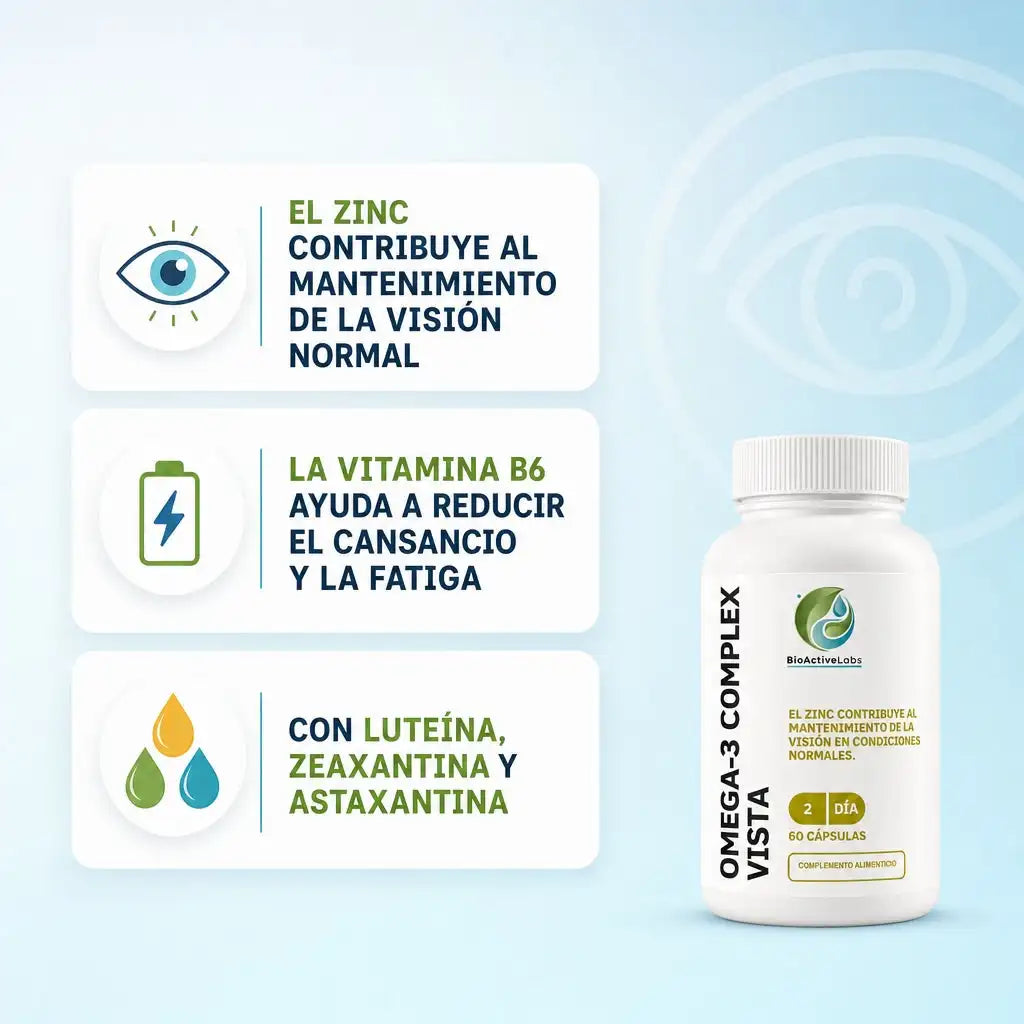 Omega 3 + lutein and zeaxanthin – vista complex with astaxanthin, zinc and vitamin b6 – visual care – 60 epa and dha capsules of fish oil – gluten fre | BioActiveLabs