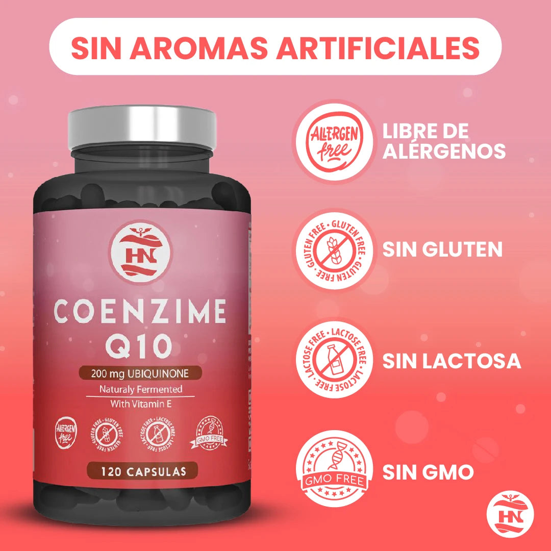 HN Healthy Nutrition Coenzima Q10 200mg + Vitamina E - 120 Cápsulas - Complemento Alimenticio