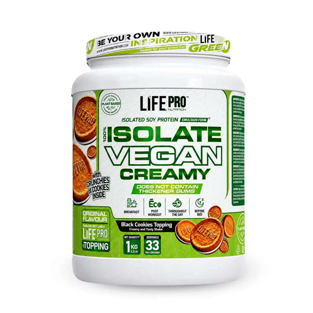 LIFE PRO NUTRITION ISOLATE VEGAN CREAMY 1KG - Aislado de Proteina Vegetal - Dietas Veganas y Vegetarianas - Textura Cremosa