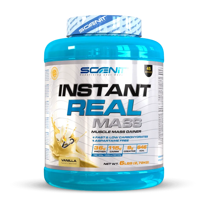 Instant Real Mass - hasta 7 kg - Ganador de peso y masa muscular, mass gainer para aumentar de peso - Ganador de músculo - Ganador de masa muscular - Gainer con creatina carbohidratos proteína