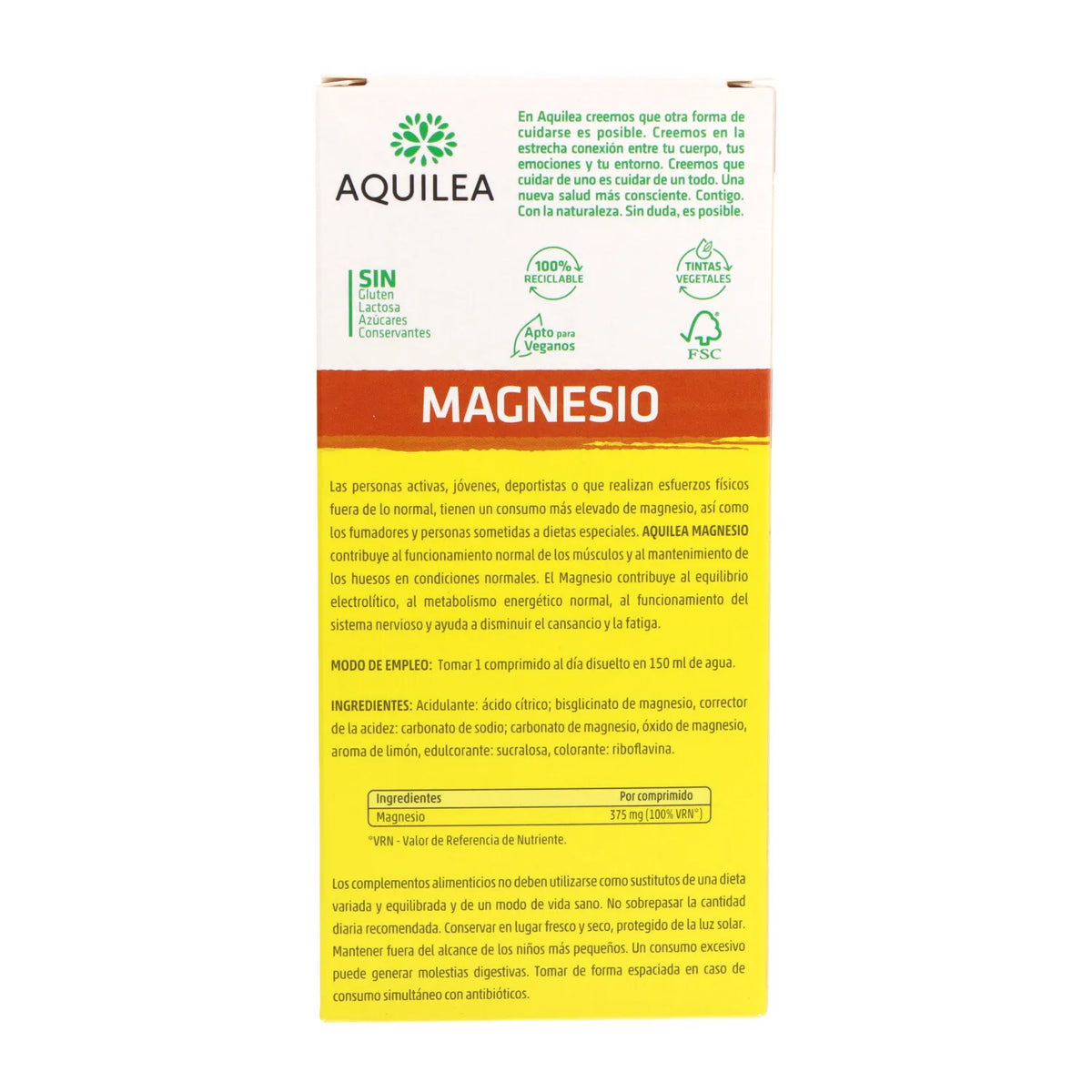 Aquilea Magnesio 375 Mg 28 Comprimidos Efervescentes Sabor Limon