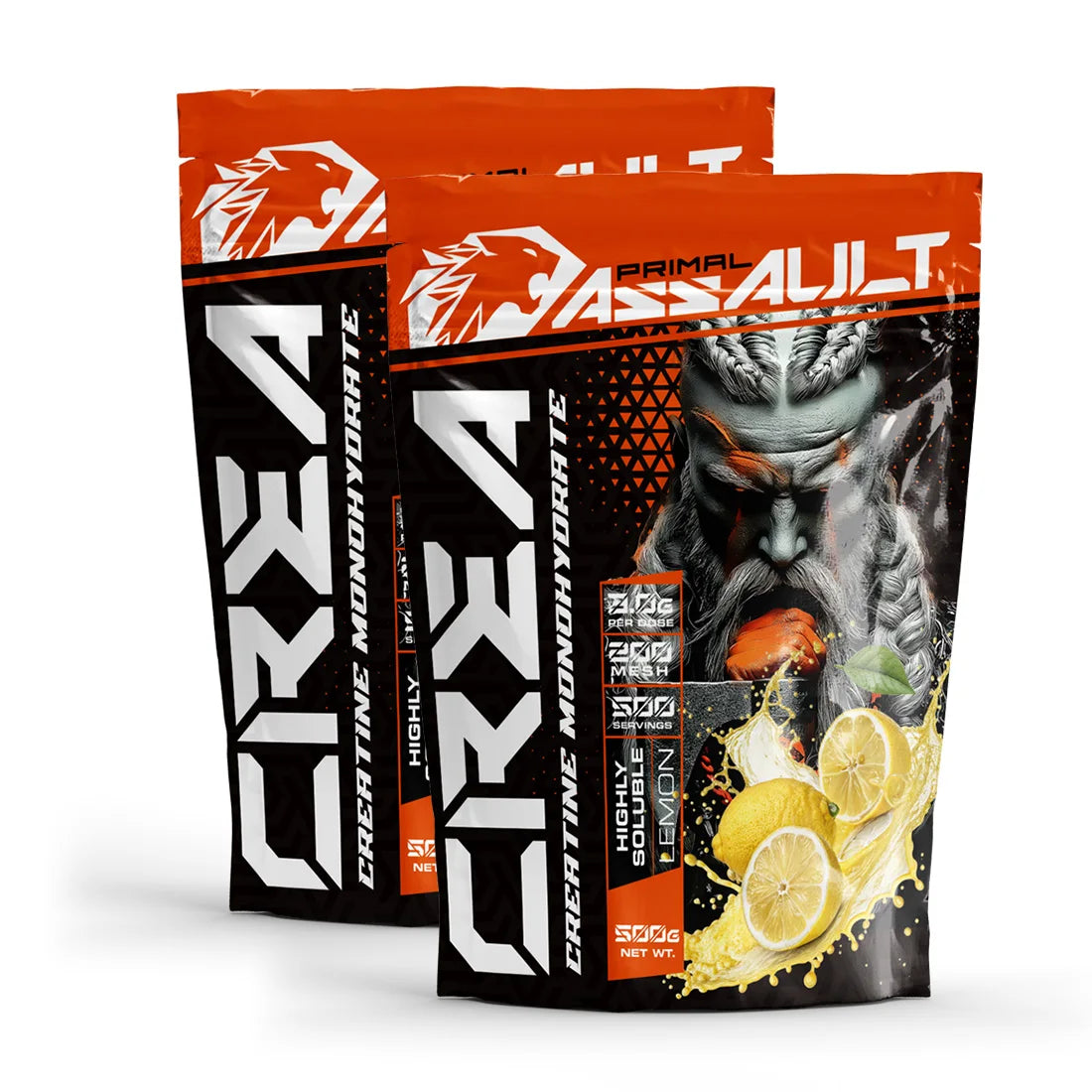 ASSAULT | Creatina en Polvo 500g Sabor LIMON/NEUTRO/PIRULETA  | 100% Monohidrato de Creatina Micronizada | No Incluye Dosificador | Sin Añadidos y Libre de Contaminantes | No-GMO, Vegano, Sin Gluten