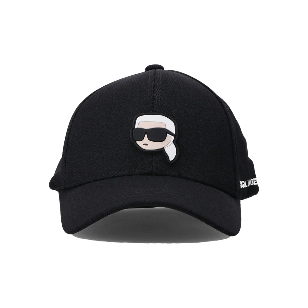 Gorra Karl Lagerfeld con avatar de Karl engomado, color negro