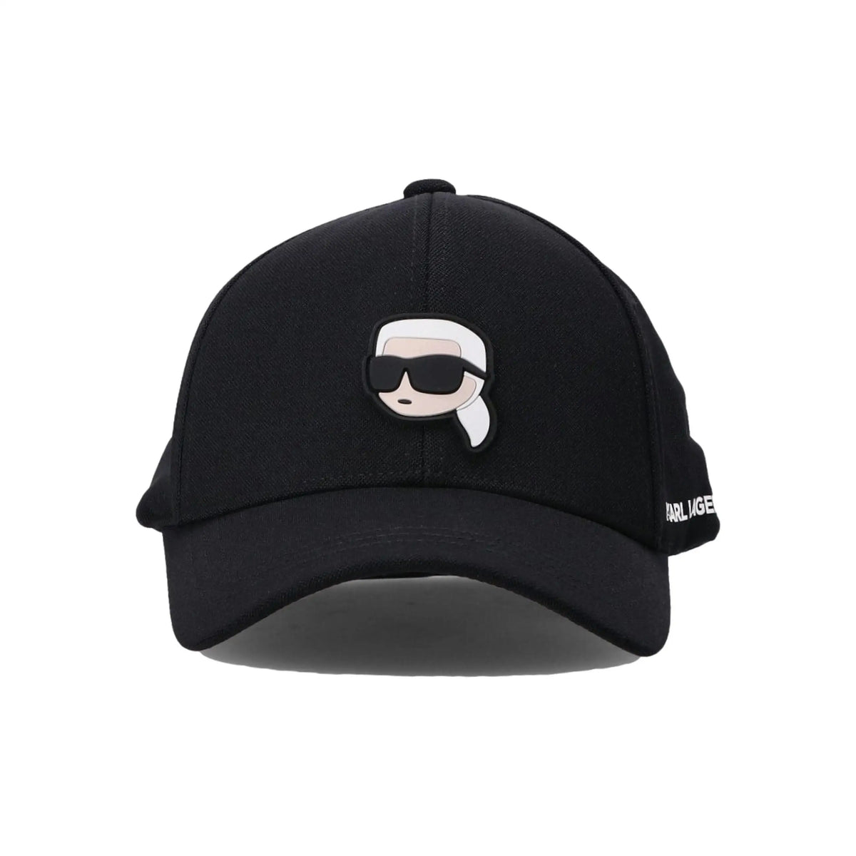 Gorra Karl Lagerfeld con avatar de Karl engomado, color negro