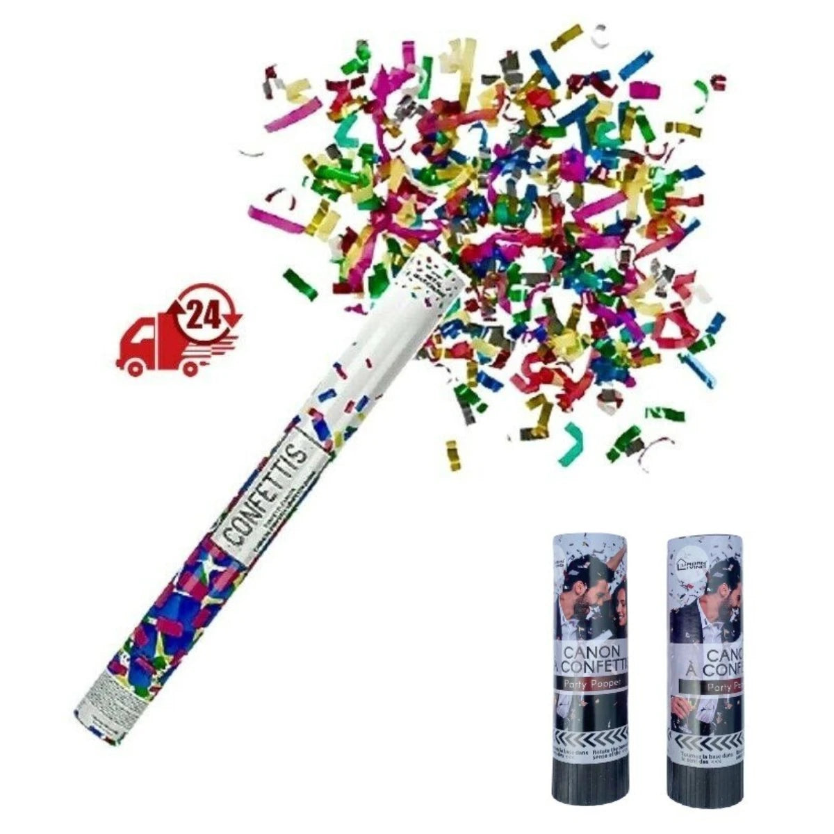 Maxia Market Cañón de confeti Tubo Confetti para fiesta celebraciones multicolor metal metalico 27 - 77 cm