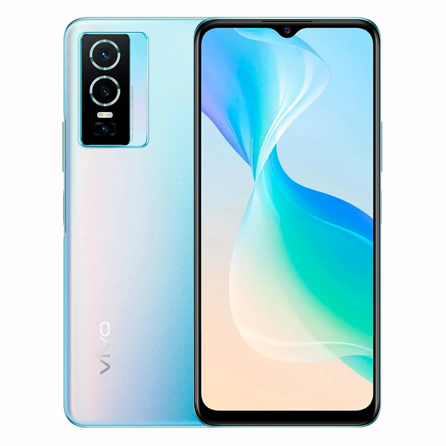 Smartphone VIVO Y76 5G con 8GB de RAM y 256GB de almacenamiento, pantalla FHD+ de 6.58", cámara principal de 50MP, batería de 4100mAh y carga rápida de 44W, Dual SIM, Android, NFC, ideal para una conectividad y un rendimiento impecables.