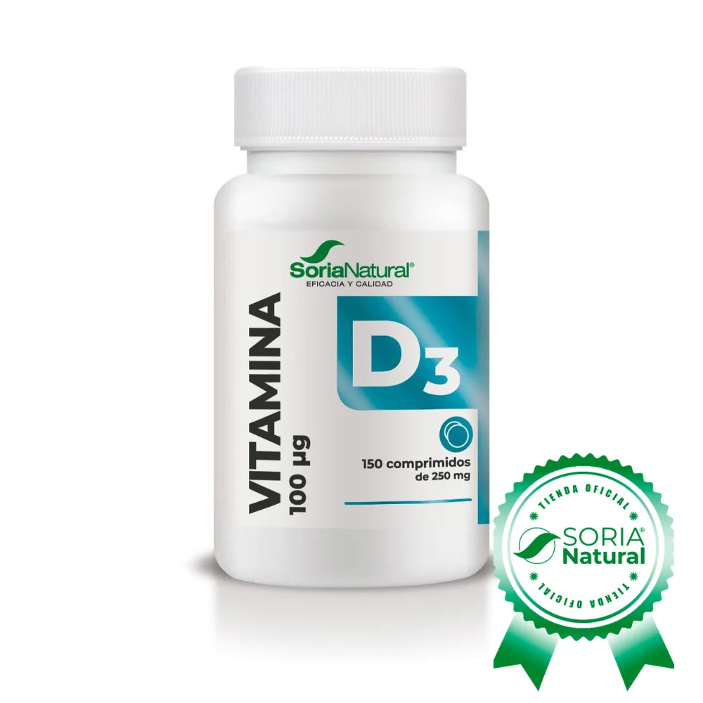 Vitamina D3 4000 UI (100 μg) Soria Natural - Vitamina d Vegana Ayuda a reforzar el Sistema Inmunitario, Huesos, Músculos y Dientes Fuertes | 150 Comprimidos para 5 meses | Vitaminas Mujer y Hombre