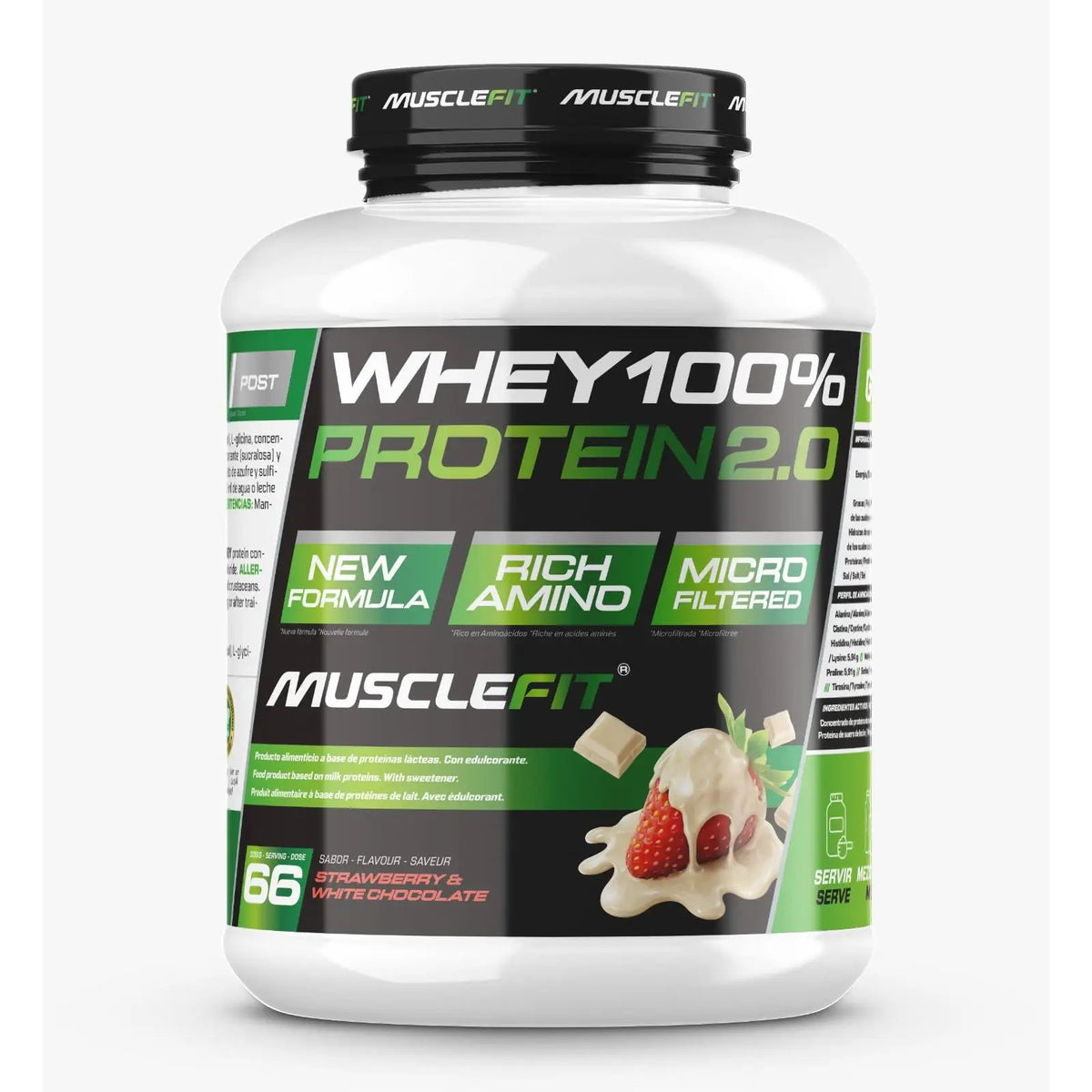 Whey 100% Protein 2000g - MuscleFit  Concentrado de Proteína para Creación de Músculo