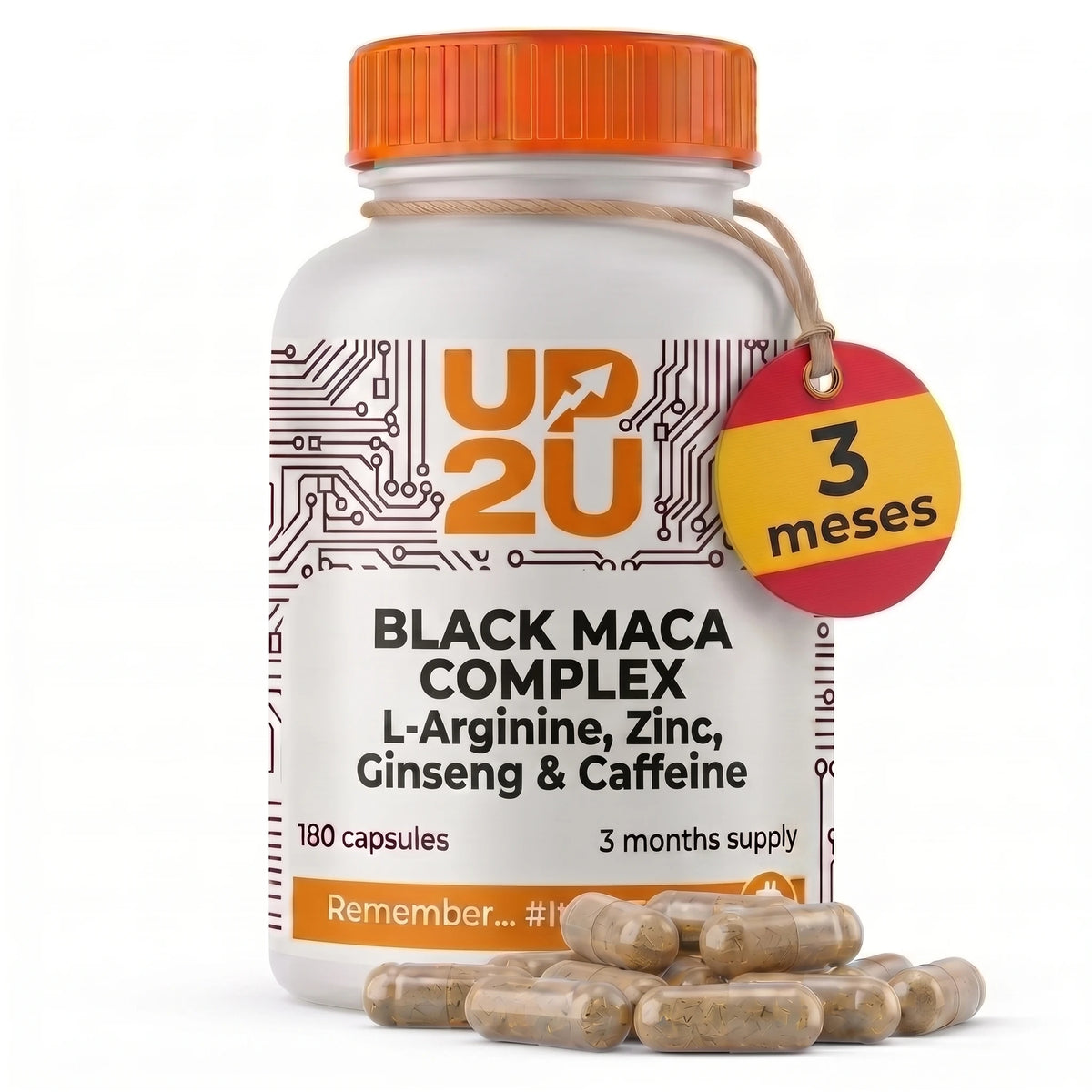 Maca Negra Complex UP2U Nutrition, 180 Cápsulas, hasta 3 Meses de Suministro