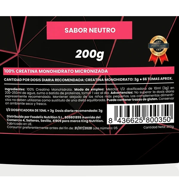 King Nutrition Gainer Colossus Mass 3Kg proteina creatina carbohidratos + 200g de creatine monohydrate