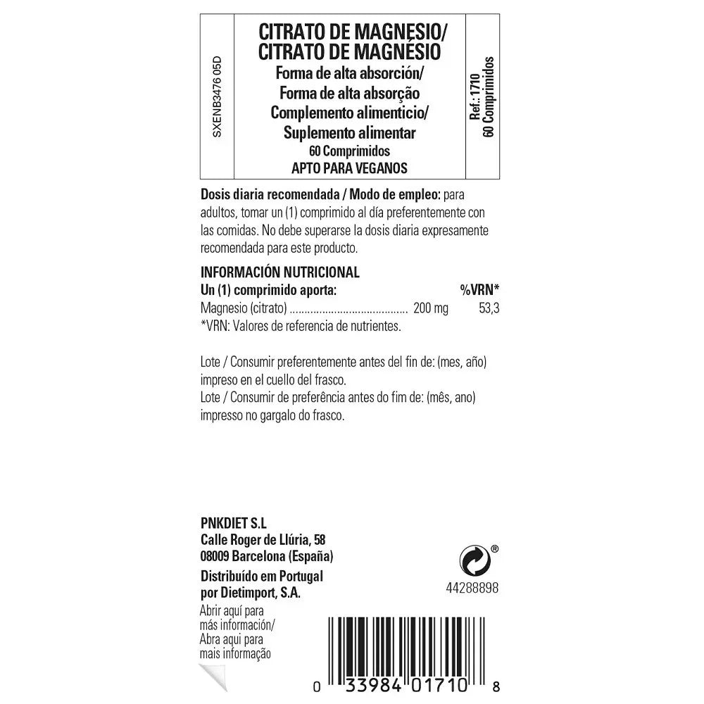 Citrato de Magnesio 200mg (60 ó 120 Comprimidos) de Solgar