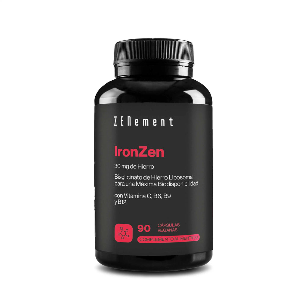 IronZen 30 mg de Hierro con Vitamina C, B6, B9 y B12 - Zenement