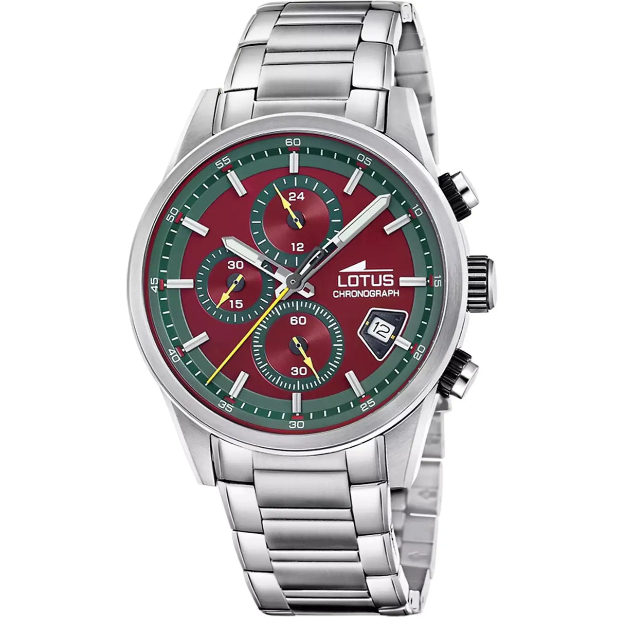 Reloj para hombre Lotus Pulse Collection 19084/4, cuenta con una vibrante caja roja, correa de acero inoxidable duradero y piel sintética, movimiento de cuarzo y resistencia al agua de 5 ATM, perfecto tanto para ocasiones informales como formales.