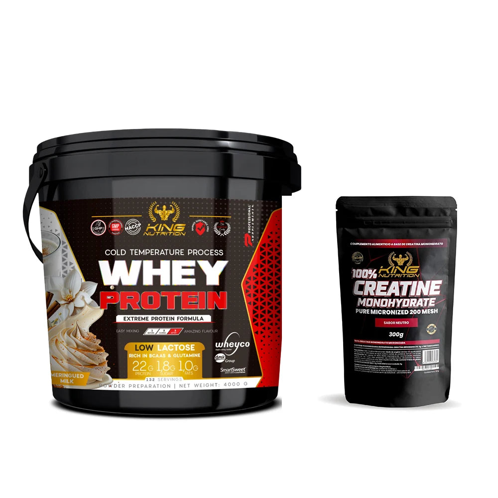 King Nutrition Whey Protein 4Kg + Creatina monohidratada 300gr  mejora tu rendimiento y aumenta la masa muscular*