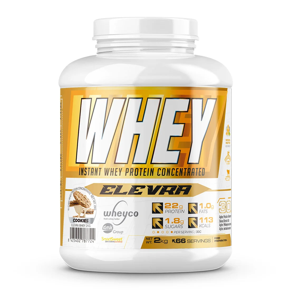 ELEVRA - 100% PRO Whey Protein 2kg / Esta fórmula superior de proteína de suero concentrada WHEYCO® se elabora mediante procesos de fabricación optimizados, directos al cliente final. Así se obtiene la máxima calidad al