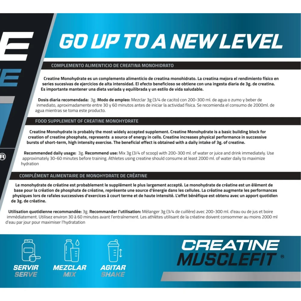 MUSCLEFIT Pack Ahorro Glutamina + Bcaa´s 500g - Varios Sabores + Creatina Monohidrato 300g - Sin Sabor