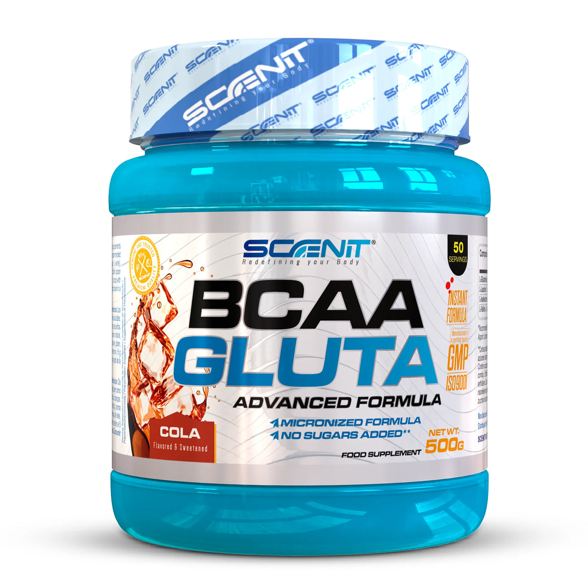 BCAA Glutamina - Scenit BCAA GLUTA - 500 g - BCAA Glutamine - Aminoacidos ramificados con glutamina - Aminoacidos bcaa y glutamina - BCAAs aminoacidos - Aminoacidos ramificados en polvo