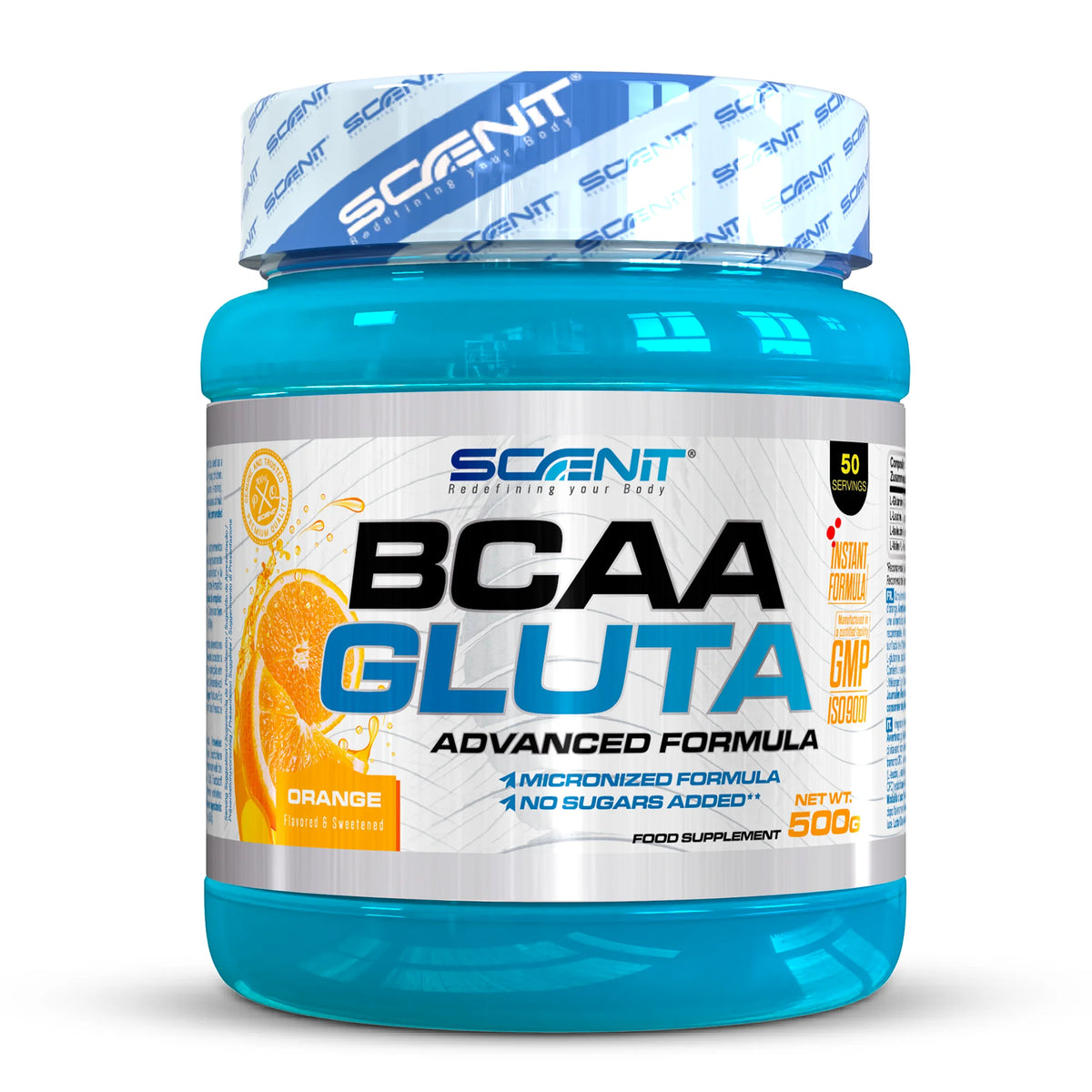 BCAA Glutamina - Scenit BCAA GLUTA - 500 g - BCAA Glutamine - Aminoacidos ramificados con glutamina - Aminoacidos bcaa y glutamina - BCAAs aminoacidos - Aminoacidos ramificados en polvo