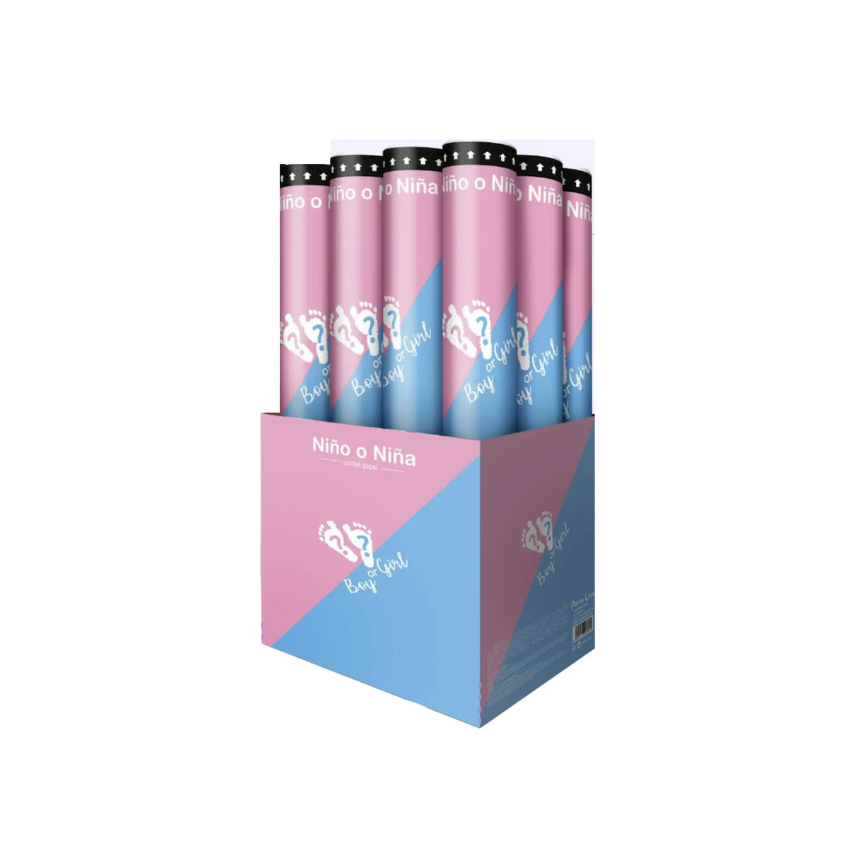 Pack de 2 cañones de confeti Rosa y Azul Baby Shower niña niño dos cañones de confeti papel de 40 cm azul y rosa para Baby Shower