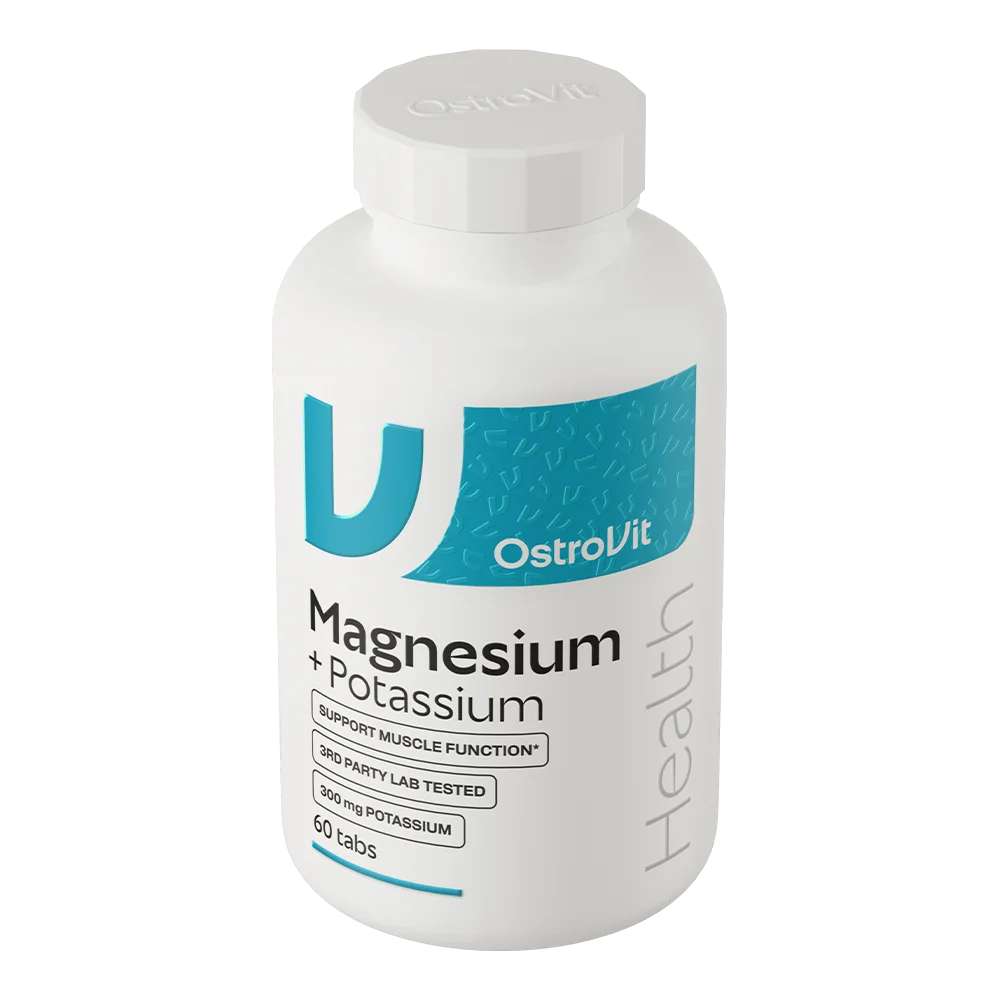OstroVit - Complemento alimenticio Magnesio + Potasio 60 comprimidos con vitamina B6 para apoyo diario del sistema nervioso y muscular
