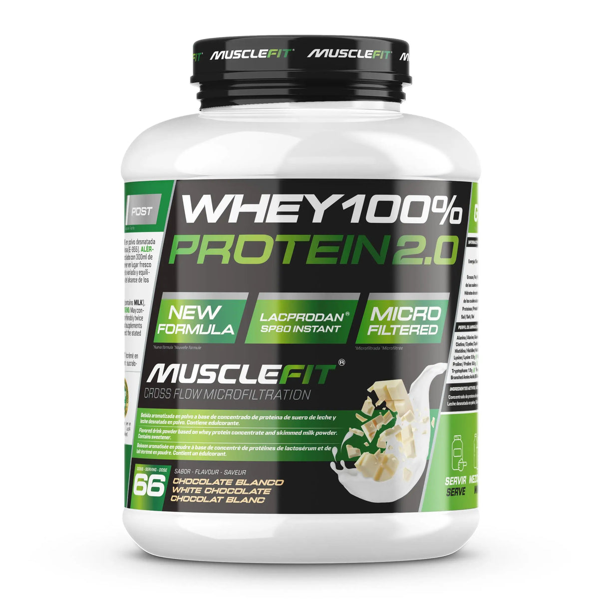 Whey 100% Protein 2000g - MuscleFit  Concentrado de Proteína para Creación de Músculo