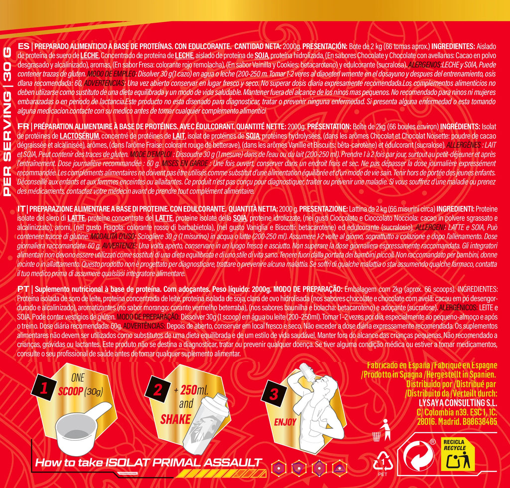 PRIMAL ASSAULT | Pack de Proteina ISOLATE 2KG + Creatina en Polvo Sin Sabor 300g