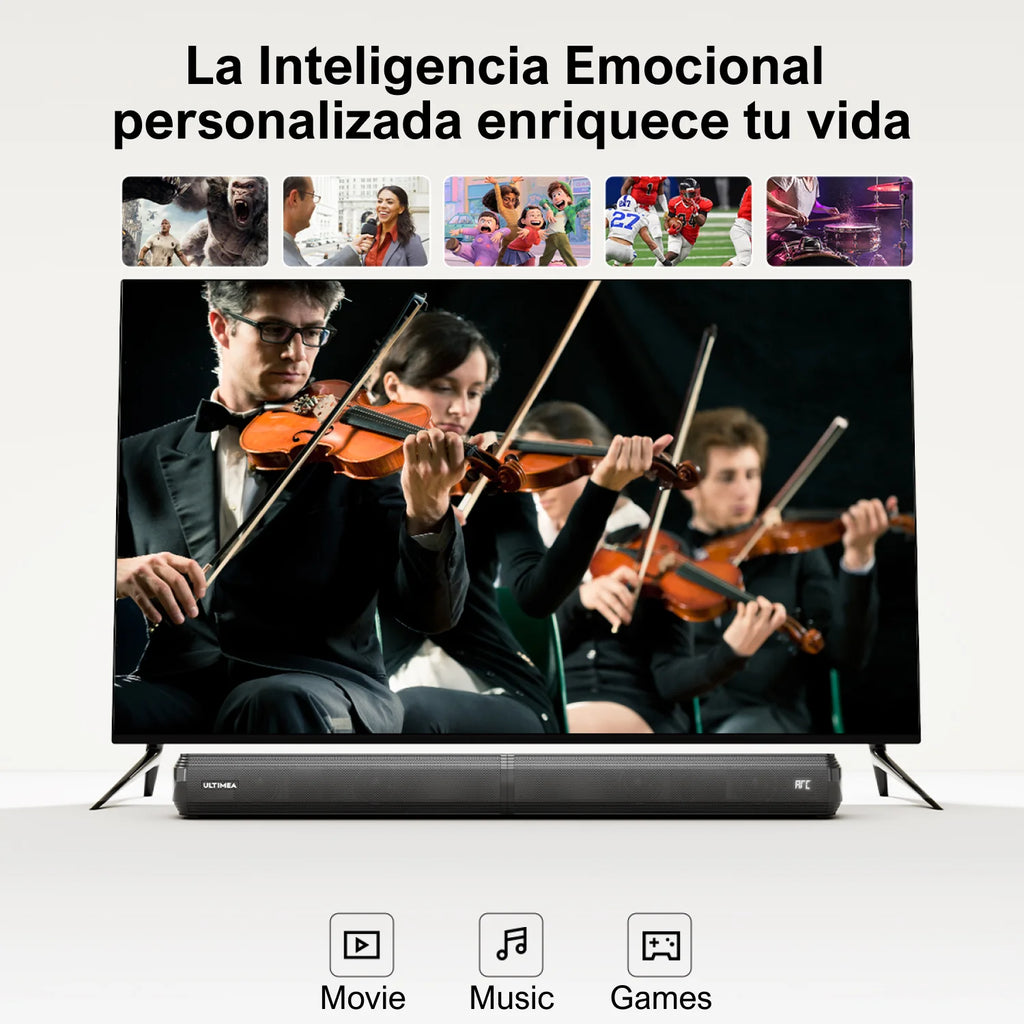 ULTIMEA Apollo S40 Barra de Sonido TV 2.2 Canales, 100 W, Diseño Desmontable 2 en 1, Bluetooth® 5.3, HDMI ARC, Sonido Envolvente, Graves Ajustables y 3 Modos EQ