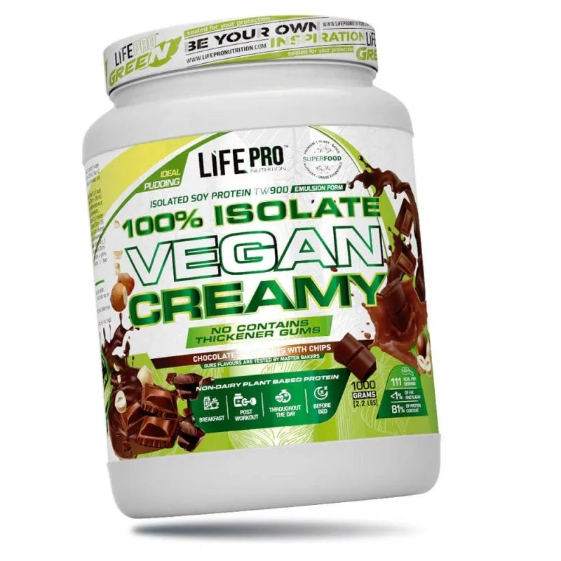 LIFE PRO NUTRITION ISOLATE VEGAN CREAMY 1KG - Aislado de Proteina Vegetal - Dietas Veganas y Vegetarianas - Textura Cremosa