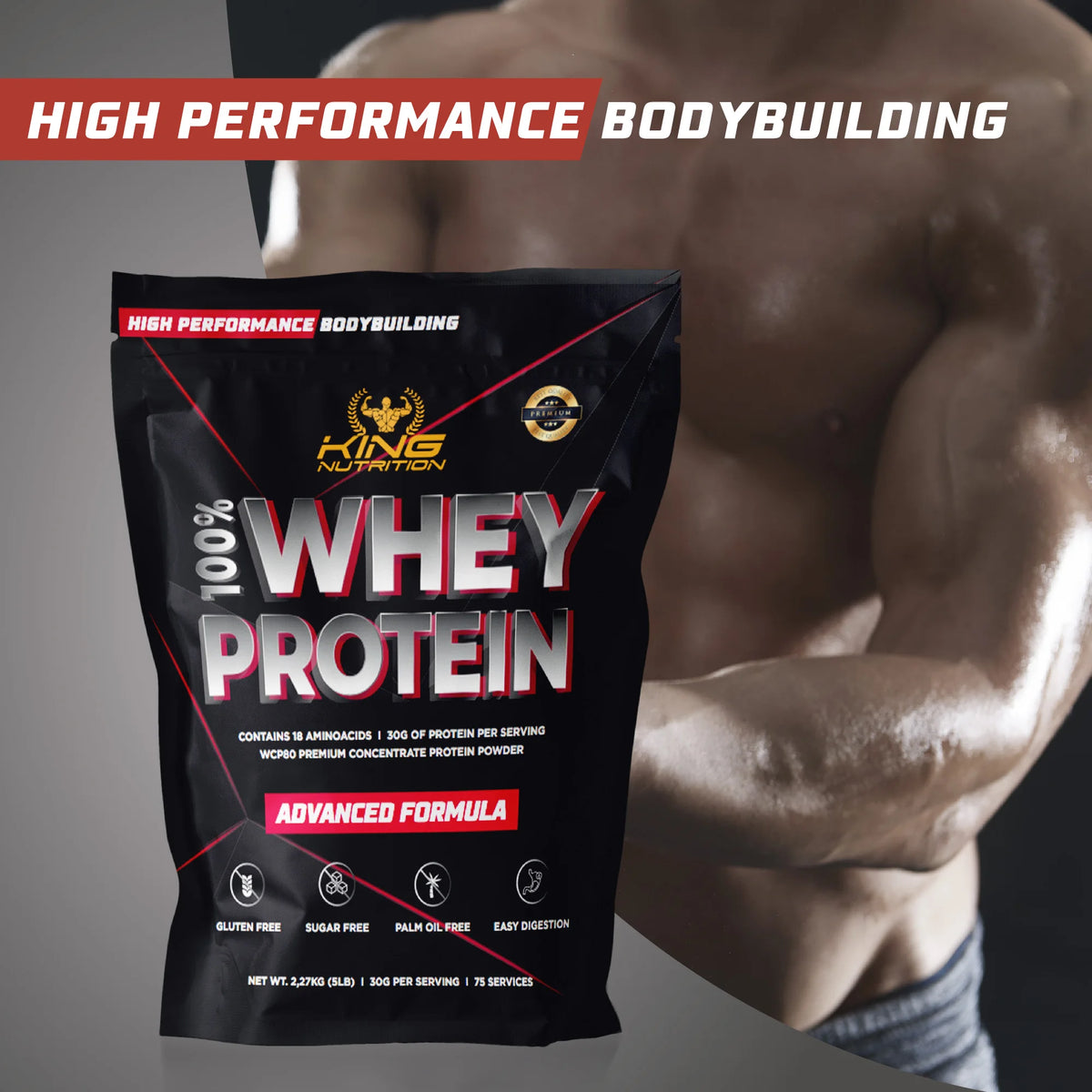Whey Protein 1,8kg King Nutrition Proteina Concentrada.*