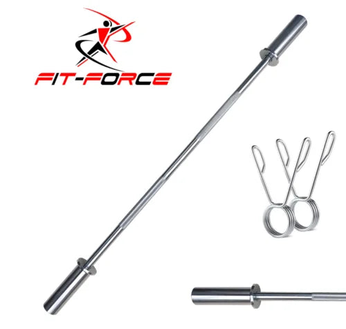Barra Olímpica Cromada de Alta Carga marca Fit-Force 1200mm - Ejercicios de Musculación