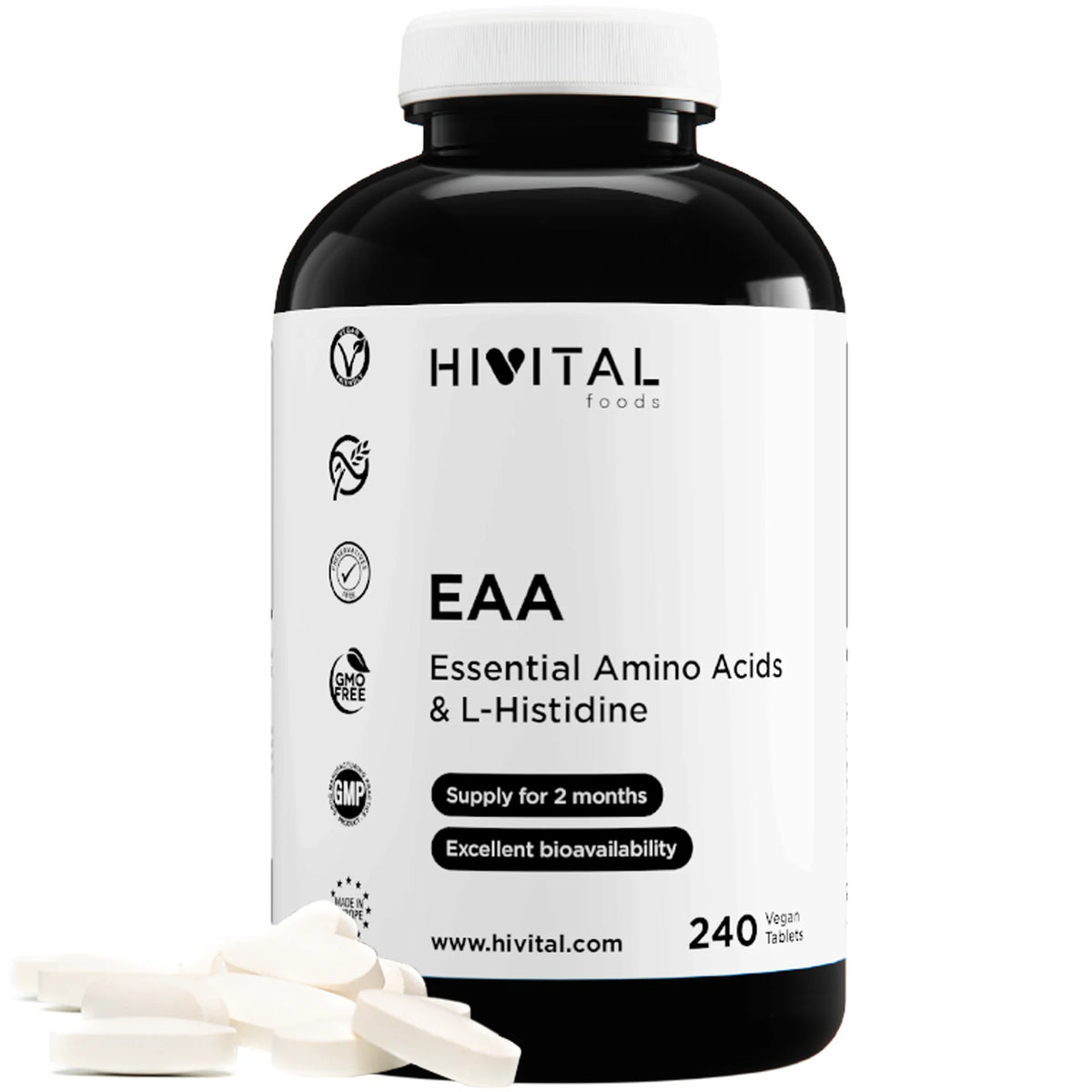 EAA Aminoácidos Esenciales | 240 comprimidos veganos. Hivital