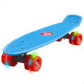 EVO - Monopatín infantil de 56 cm, base antideslizante color azul, 4 ruedas PVC rojas con luces, actividades exterior niños, ideal para jugar al aire libre, monopatines para niños