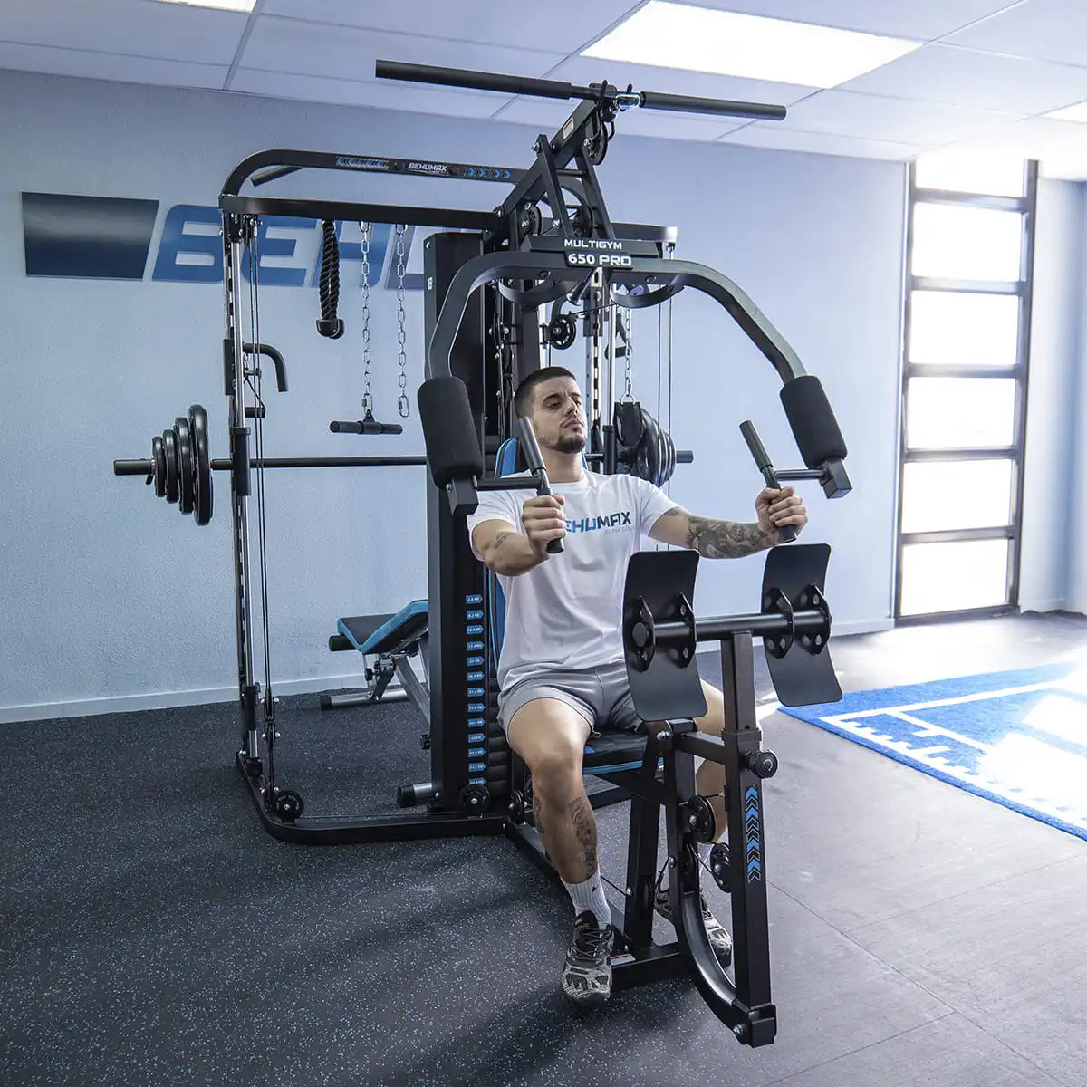 BEHUMAX - Máquina multifunción Multigym 650 PRO estación de musculación con 13 funciones y prensa de piernas para gimnasio en casa