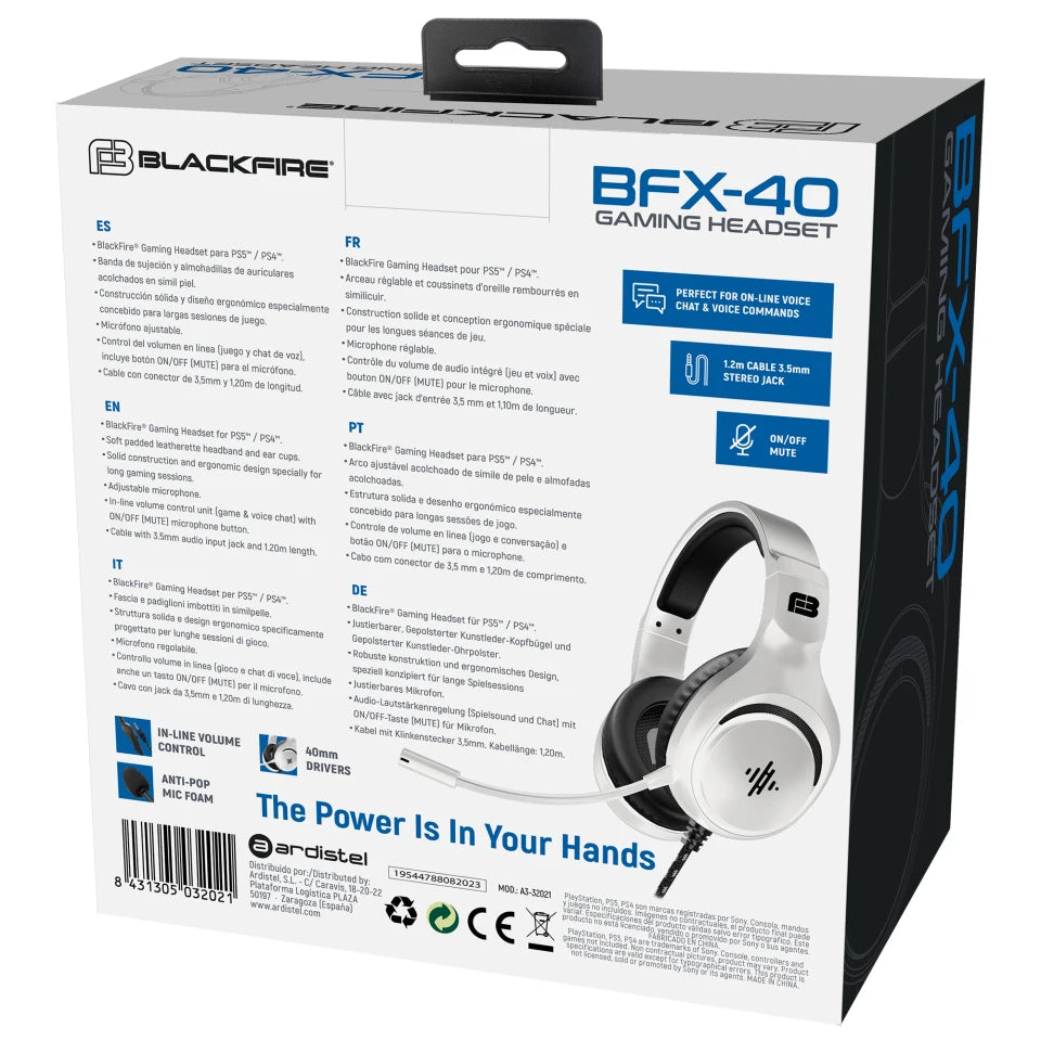 Blackfire wired stereo headphones gaming headset bfx-40 for ps5 and ps4