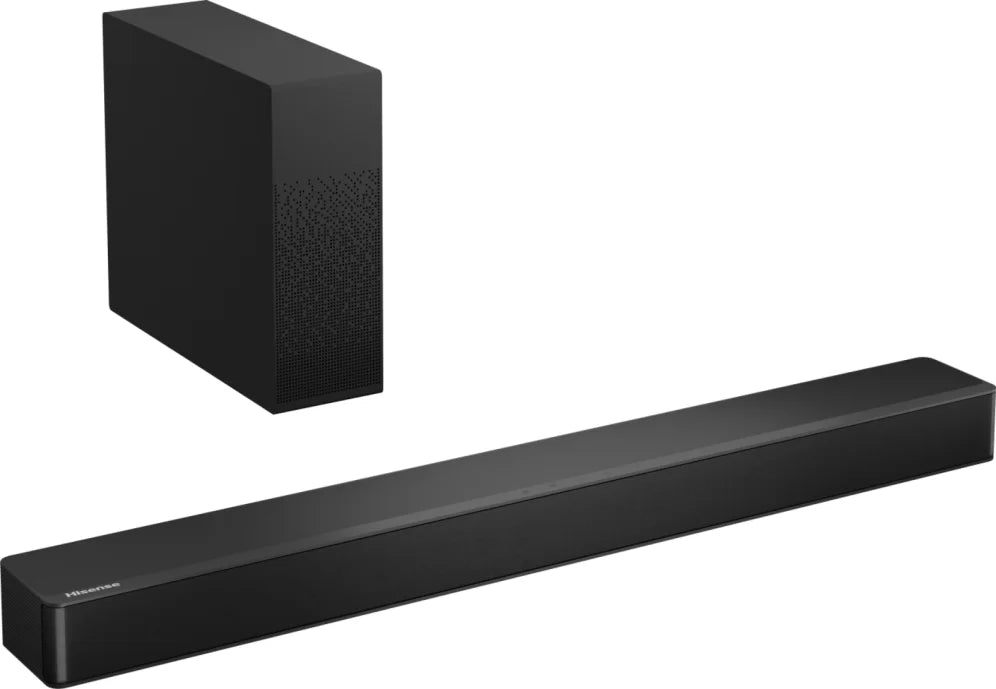 Hisense HS2100 Sound Bar 2.1 with Wireless Subwoofer, 240W, Dolby Digital, DTS Virtual:X, Bluetooth 5.3, HDMI ARC, ideal for home cinema with deep bass and multiple EQ modes.