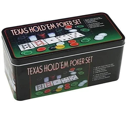 Professional Poker Set with 200 Chips, 2 Decks of Cards, Complete Accessories, and Metal Case - Ideal for Card Games, Perfect for Gifts and Gatherings.