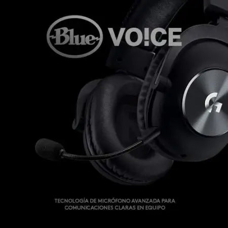 Logitech G PRO X Gaming Wired Headphones with Blue VO!CE mic technology, 50mm PRO-G drivers, durable steel and aluminum build, and 7.1 surround sound for ultimate gaming experience.