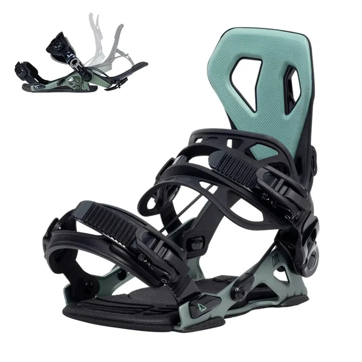 BEXTREME Fijaciones Snowboard Automaticas SP Core Multientry Color Negro Verde con 3 Medidas. Ligeras y comodas