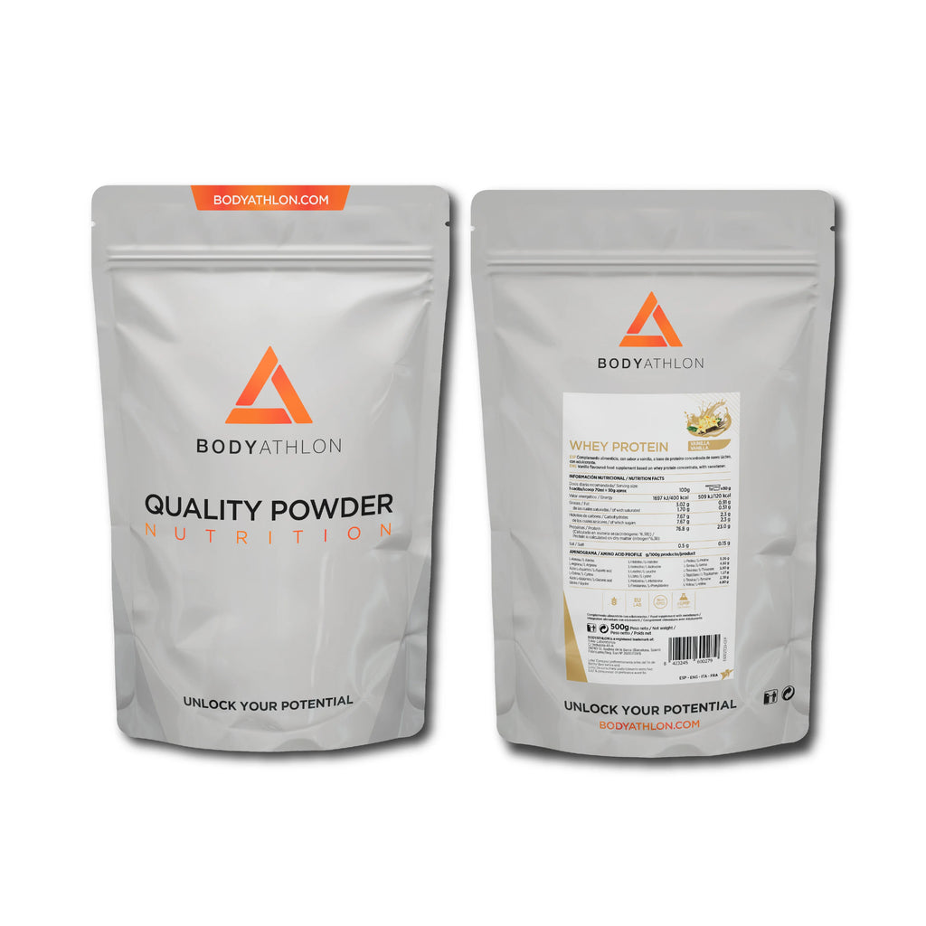Whey Protein Vainilla– Proteina Vainilla en Polvo- Proteina para Ganar Masa Muscular– Proteina de Suero de Leche- Proteina para Masa Muscular- Sin lecitina de soja- Apta para Vegetarianos- Bodyathlon