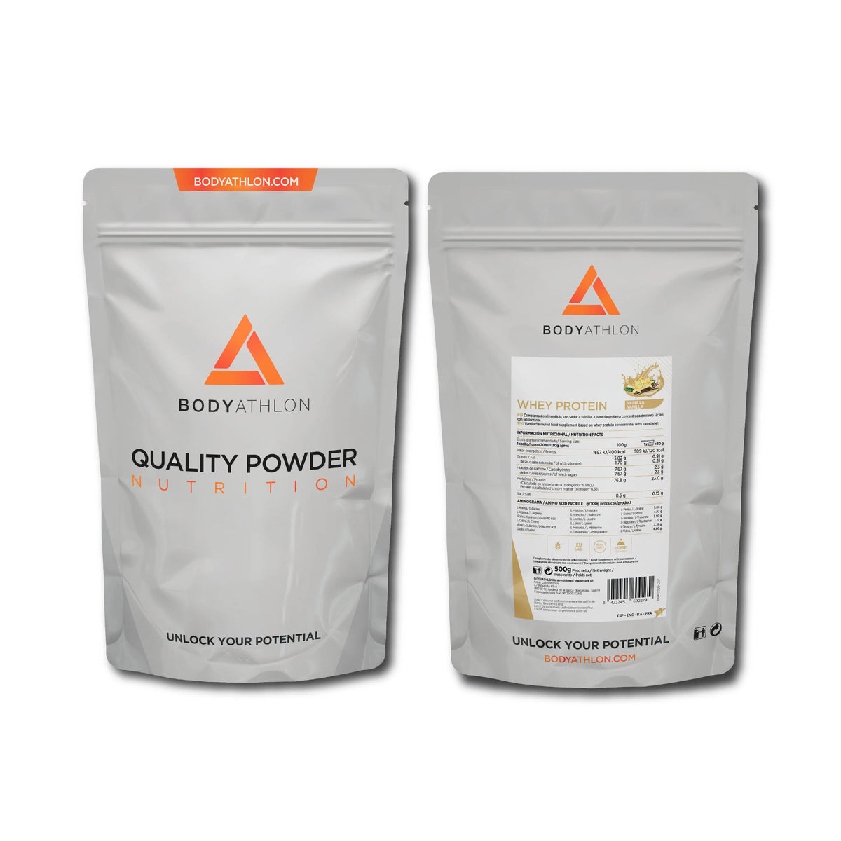 Whey Protein Vainilla– Proteina Vainilla en Polvo- Proteina para Ganar Masa Muscular– Proteina de Suero de Leche- Proteina para Masa Muscular- Sin lecitina de soja- Apta para Vegetarianos- Bodyathlon