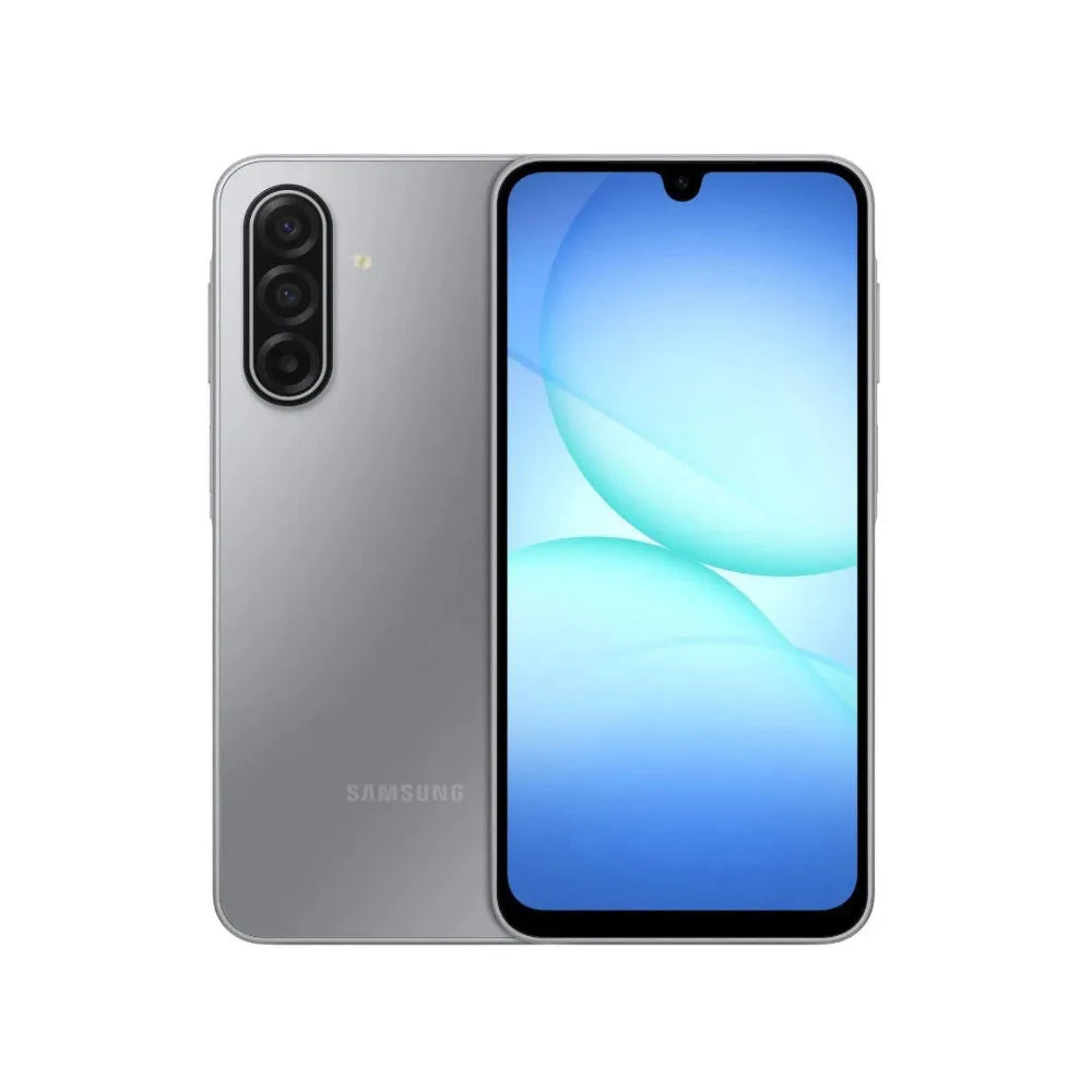 Smartphone Samsung Galaxy A17 4G con pantalla Super AMOLED de 6.7", cámara de 50MP, 4GB de RAM + 128GB de almacenamiento, batería de 5000mAh, carga rápida, Dual SIM, resistencia al agua IP54 en color gris